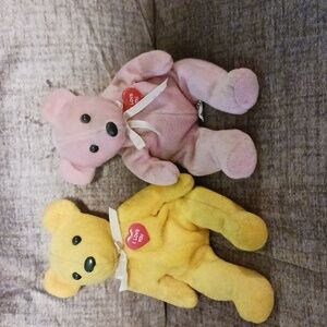 Yellow And Pink Beanie Babies "I Love You"